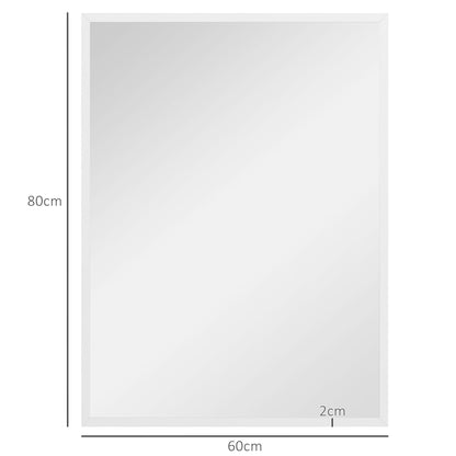 Rectangular Wall Mirror 60 x 80 cm, MDF Frame, ideal for bathroom, living room, or bedroom, white