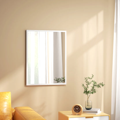 Rectangular Wall Mirror 60 x 80 cm, MDF Frame, ideal for bathroom, living room, or bedroom, white