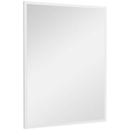 Rectangular Wall Mirror 60 x 80 cm, MDF Frame, ideal for bathroom, living room, or bedroom, white