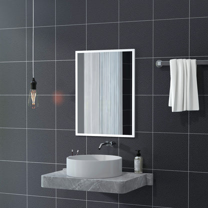 Rectangular Wall Mirror 60 x 80 cm, MDF Frame, ideal for bathroom, living room, or bedroom, white