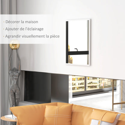 Rectangular Wall Mirror 60 x 80 cm, MDF Frame, ideal for bathroom, living room, or bedroom, white