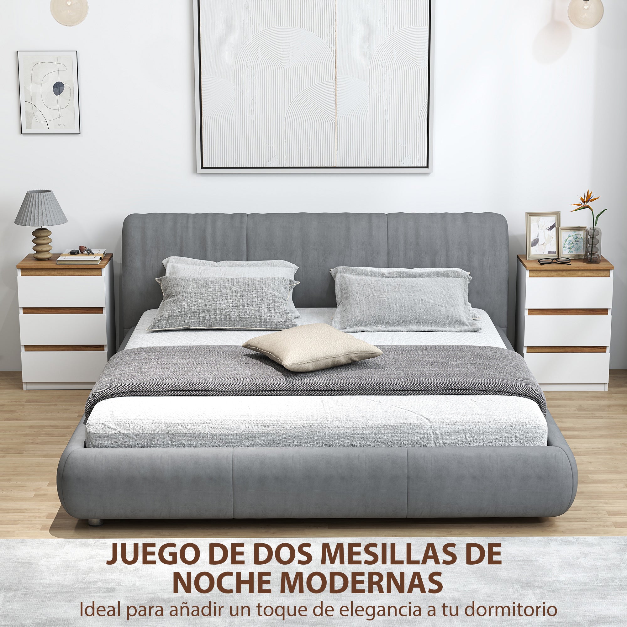 Set of 2 Bedside Tables Nightstands Narrow Modern Style with 3 Drawers 40x30x59.5 cm White