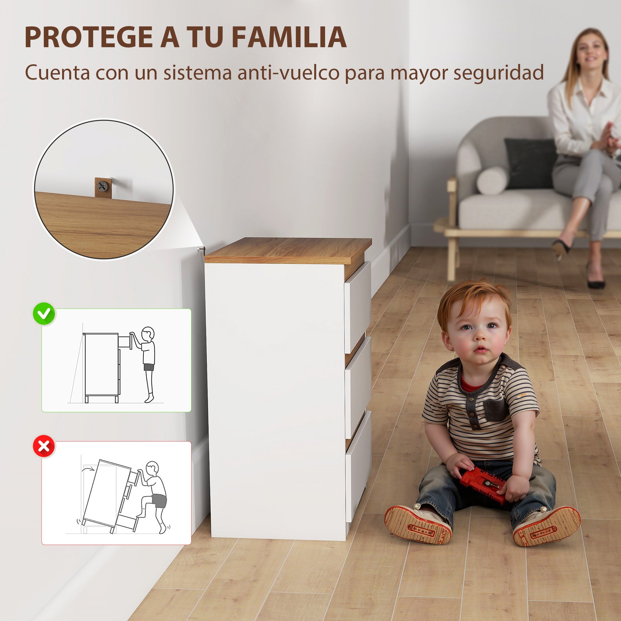 Set of 2 Bedside Tables Nightstands Narrow Modern Style with 3 Drawers 40x30x59.5 cm White