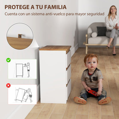 Set of 2 Bedside Tables Nightstands Narrow Modern Style with 3 Drawers 40x30x59.5 cm White