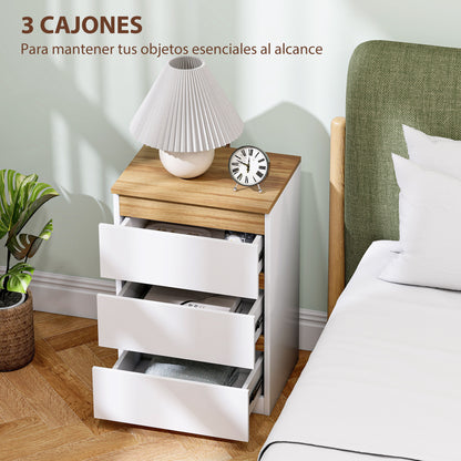 Set of 2 Bedside Tables Nightstands Narrow Modern Style with 3 Drawers 40x30x59.5 cm White