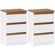 Set of 2 Bedside Tables Nightstands Narrow Modern Style with 3 Drawers 40x30x59.5 cm White