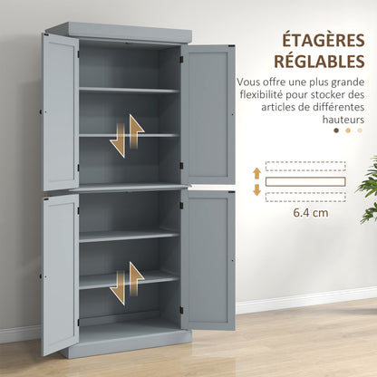 Kitchen Cabinet Buffet Cupboard Storage Cabinet Modern Style with Adjustable Shelves for Dining Room Living Room, 76 x 40.5 x 184 cm, Gray