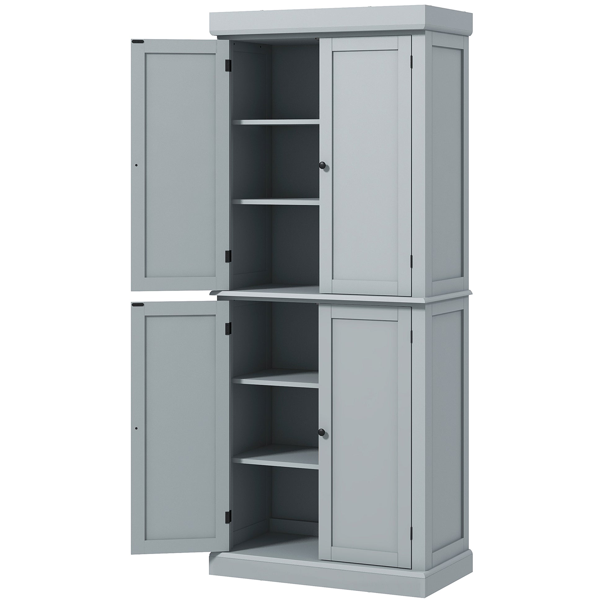 Kitchen Cabinet Buffet Cupboard Storage Cabinet Modern Style with Adjustable Shelves for Dining Room Living Room, 76 x 40.5 x 184 cm, Gray