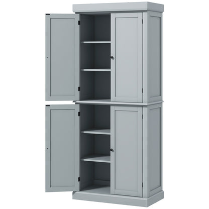 Kitchen Cabinet Buffet Cupboard Storage Cabinet Modern Style with Adjustable Shelves for Dining Room Living Room, 76 x 40.5 x 184 cm, Gray