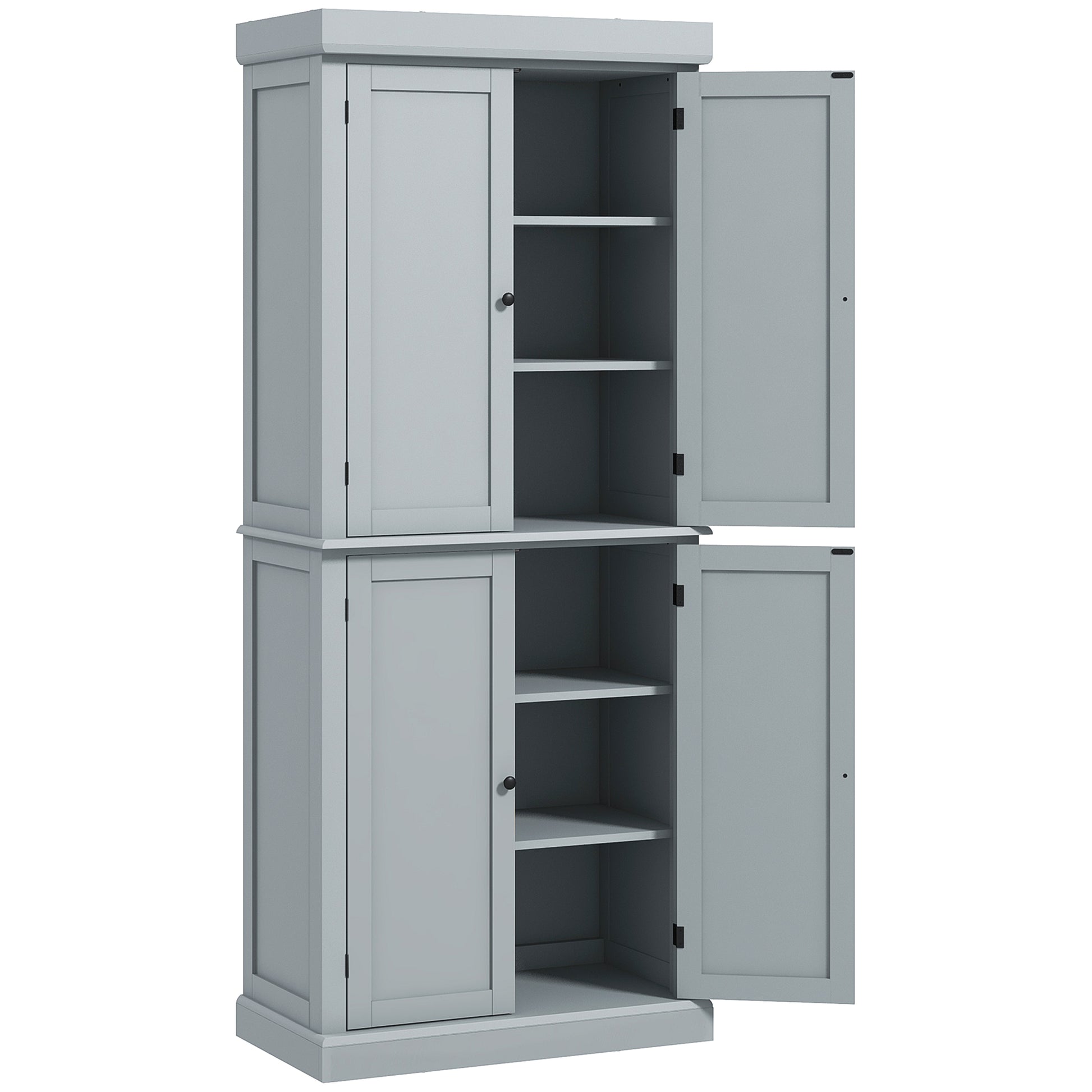 Kitchen Cabinet Buffet Cupboard Storage Cabinet Modern Style with Adjustable Shelves for Dining Room Living Room, 76 x 40.5 x 184 cm, Gray