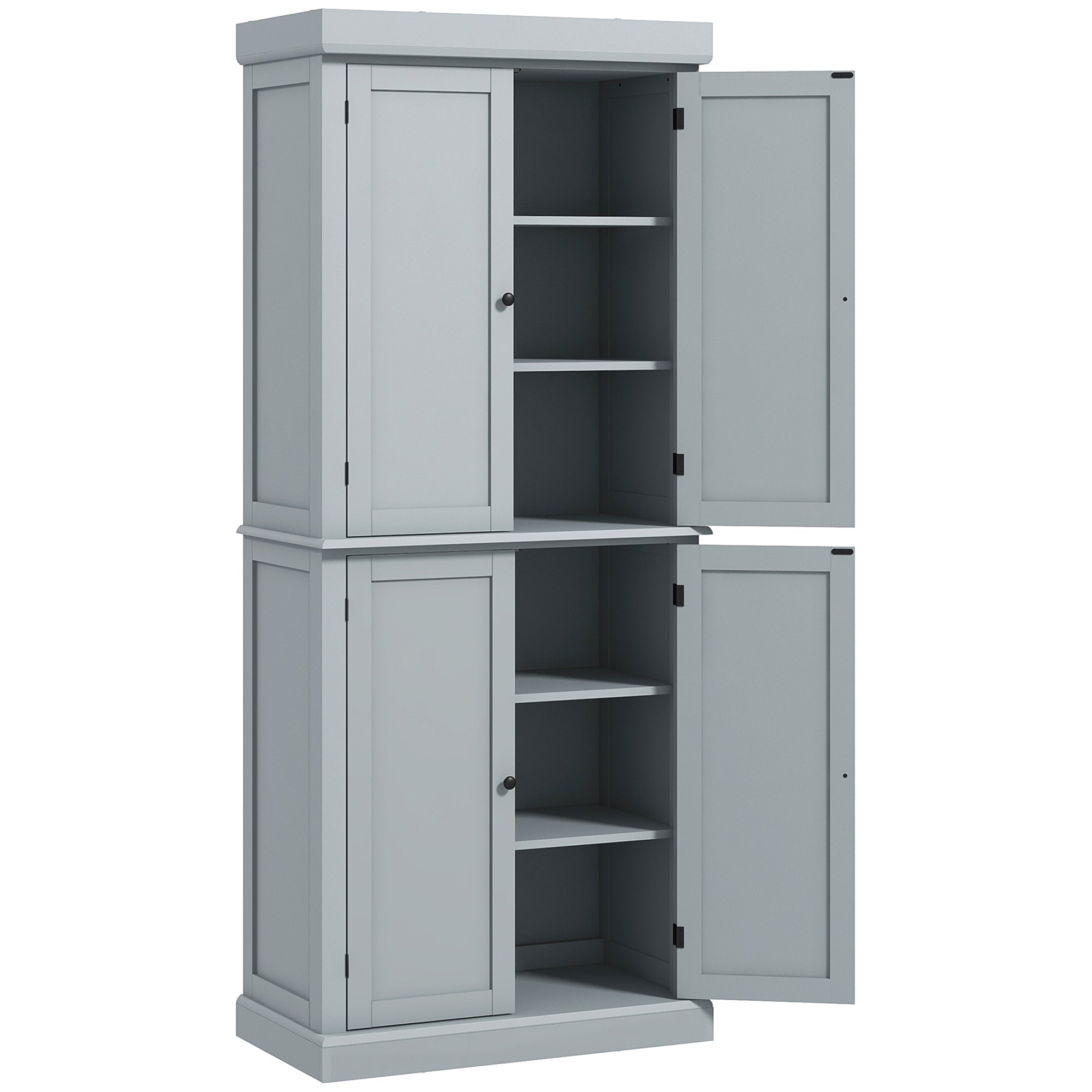 Kitchen Cabinet Buffet Cupboard Storage Cabinet Modern Style with Adjustable Shelves for Dining Room Living Room, 76 x 40.5 x 184 cm, Gray