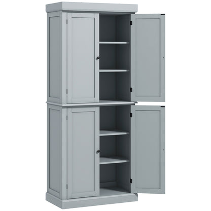 Kitchen Cabinet Buffet Cupboard Storage Cabinet Modern Style with Adjustable Shelves for Dining Room Living Room, 76 x 40.5 x 184 cm, Gray