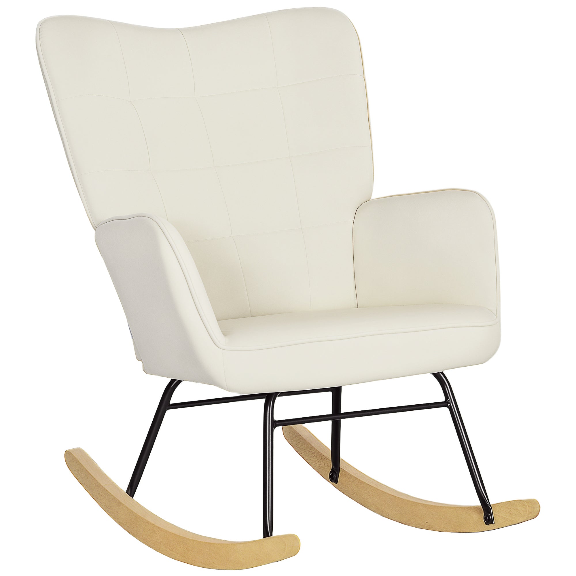 Rocking Chair, Rocking Armchair with Velvet Look, Armrest, Padded Chair with Wooden Rockers, Relaxing Armchair for Living Room, Bedroom, up to 120kg Load Capacity, Beige