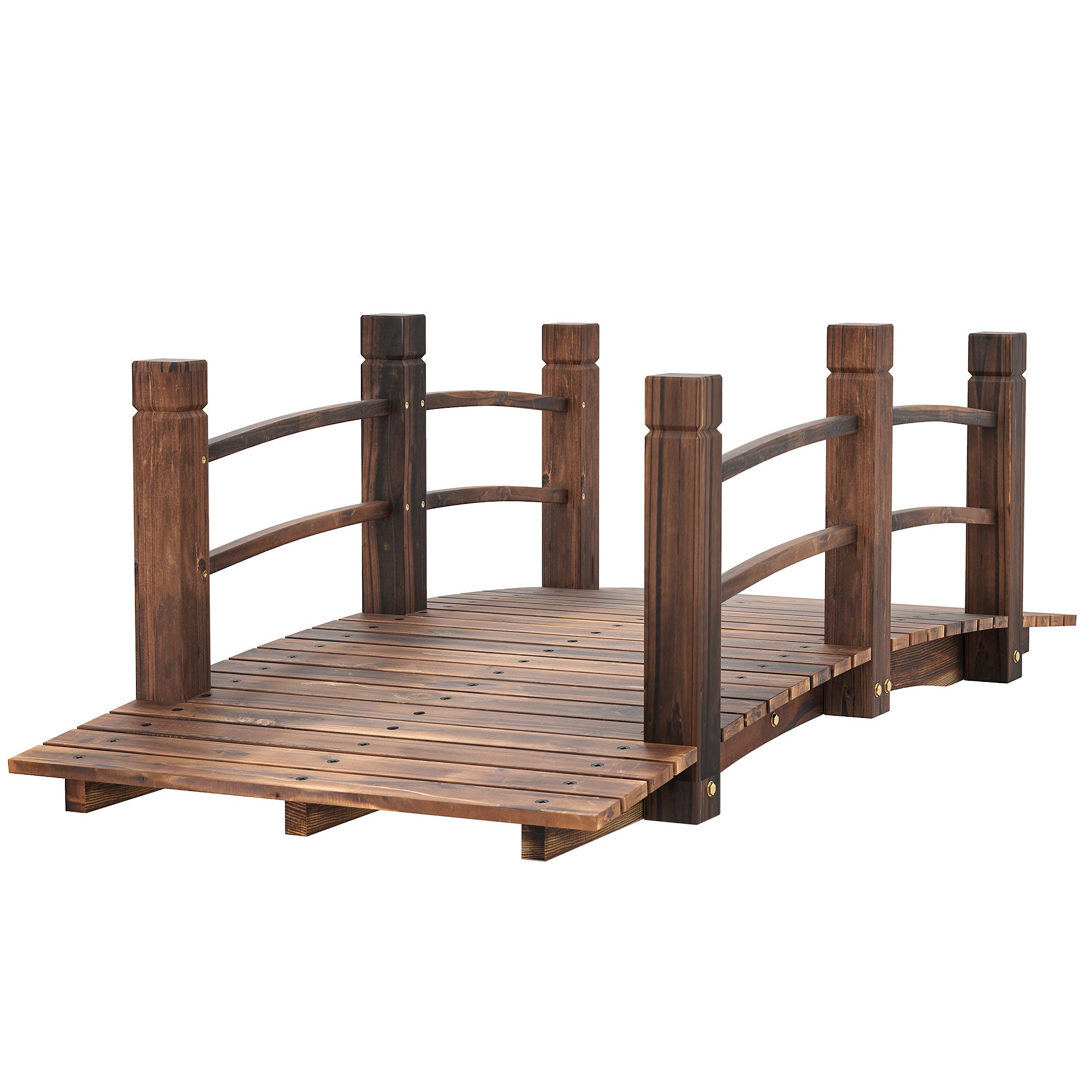 Garden Bridge Wooden Bridge with Railing Bridge for Pond Load 181 kg Decorative Bridge for Patio 152.5x67x48 cm Charred Wood