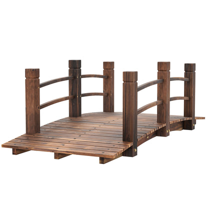 Garden Bridge Wooden Bridge with Railing Bridge for Pond Load 181 kg Decorative Bridge for Patio 152.5x67x48 cm Charred Wood
