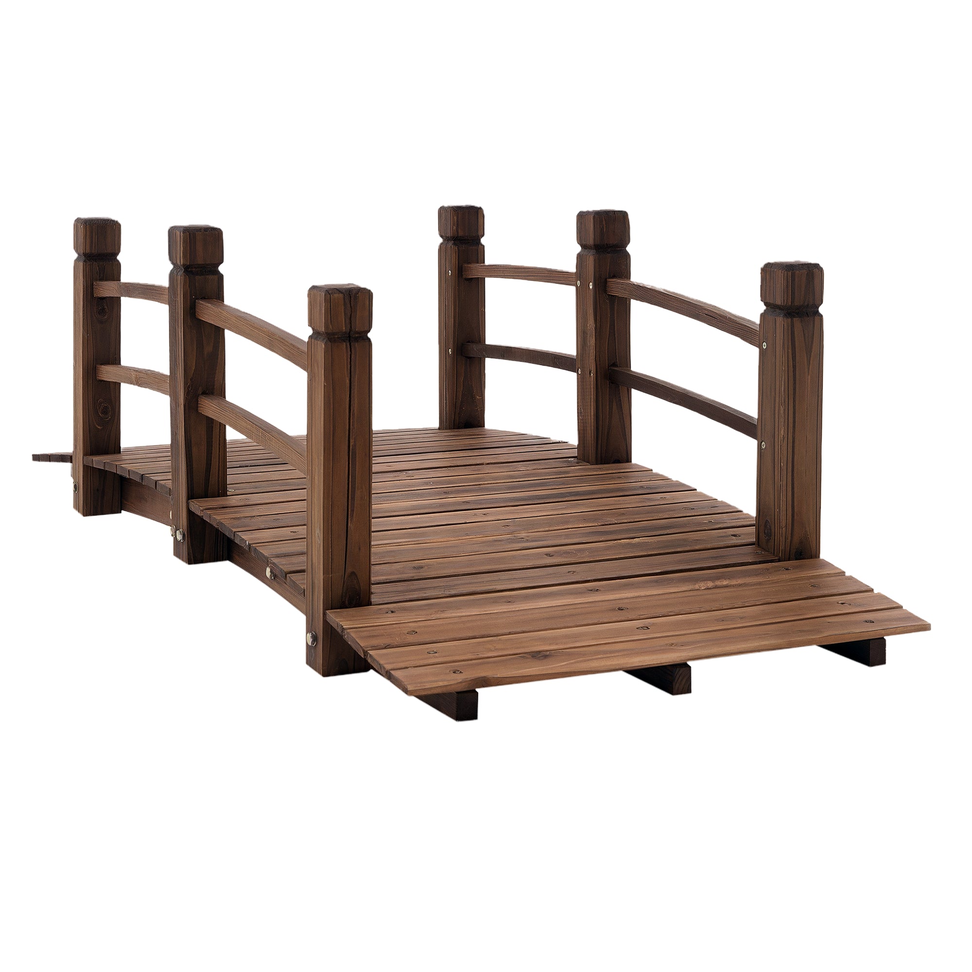 Garden Bridge Wooden Bridge with Railing Bridge for Pond Load 181 kg Decorative Bridge for Patio 152.5x67x48 cm Charred Wood