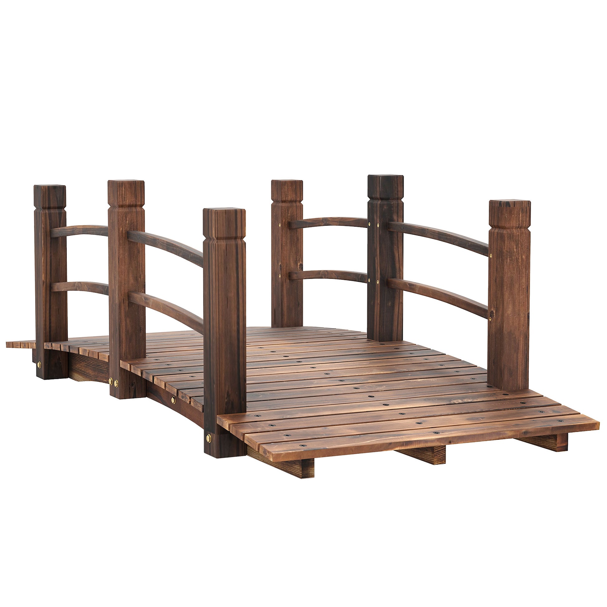 Garden Bridge Wooden Bridge with Railing Bridge for Pond Load 181 kg Decorative Bridge for Patio 152.5x67x48 cm Charred Wood