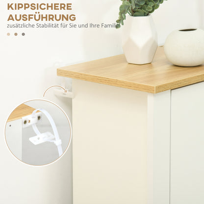 Shoe Cabinet with 3 Flaps, Shoe Rack, Narrow Shoe Cupboard with Adjustable Partition, Shoe Chest for 18 Pairs of Shoes 72 x 26 x 112 cm, White+Natural