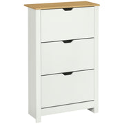 Shoe Cabinet with 3 Flaps, Shoe Rack, Narrow Shoe Cupboard with Adjustable Partition, Shoe Chest for 18 Pairs of Shoes 72 x 26 x 112 cm, White+Natural