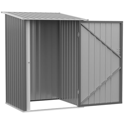 Metal Tool Shed 1.6m³ 100x103x160cm Garden Shed with Pent Roof Lockable Door Weatherproof Outdoor Storage Cabinet for Garden Yard, Gray