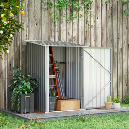 Metal Tool Shed 1.6m³ 100x103x160cm Garden Shed with Pent Roof Lockable Door Weatherproof Outdoor Storage Cabinet for Garden Yard, Gray