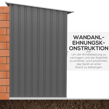 Metal Tool Shed 1.6m³ 100x103x160cm Garden Shed with Pent Roof Lockable Door Weatherproof Outdoor Storage Cabinet for Garden Yard, Gray