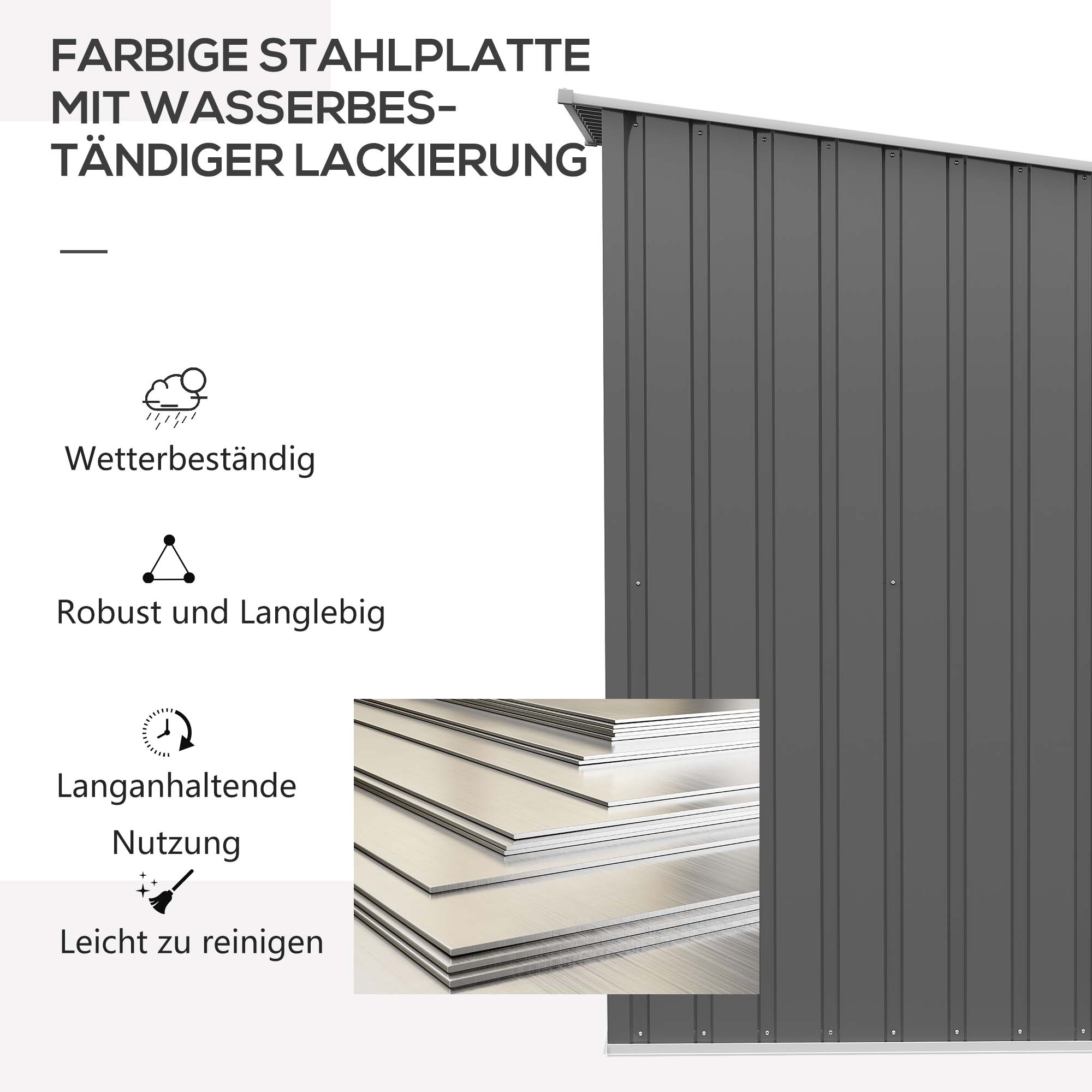 Metal Tool Shed 1.6m³ 100x103x160cm Garden Shed with Pent Roof Lockable Door Weatherproof Outdoor Storage Cabinet for Garden Yard, Gray