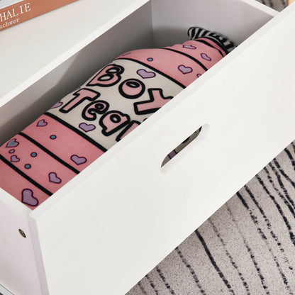 Children's Bookshelf Wooden Bookcase for Kids for Books Toys DVDs with 4 Shelves 1 Drawer 2-Color Board Compact Design 50x30x142 cm White