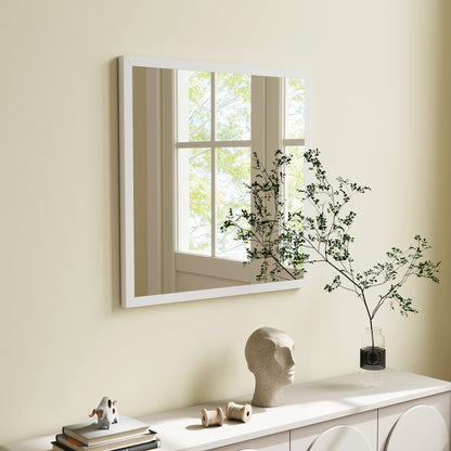 Square Wall Mirror 19.7 x 19.7 in (50 x 50 cm) — White MDF Frame, Ideal for Bathroom, Living Room & Bedroom