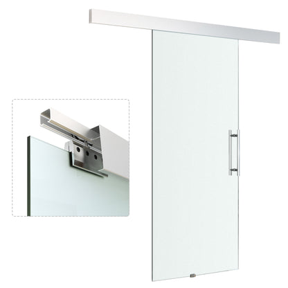 Glass Sliding Door with Handle Bar, One-Sided Satinized, 102.5 x 205 cm