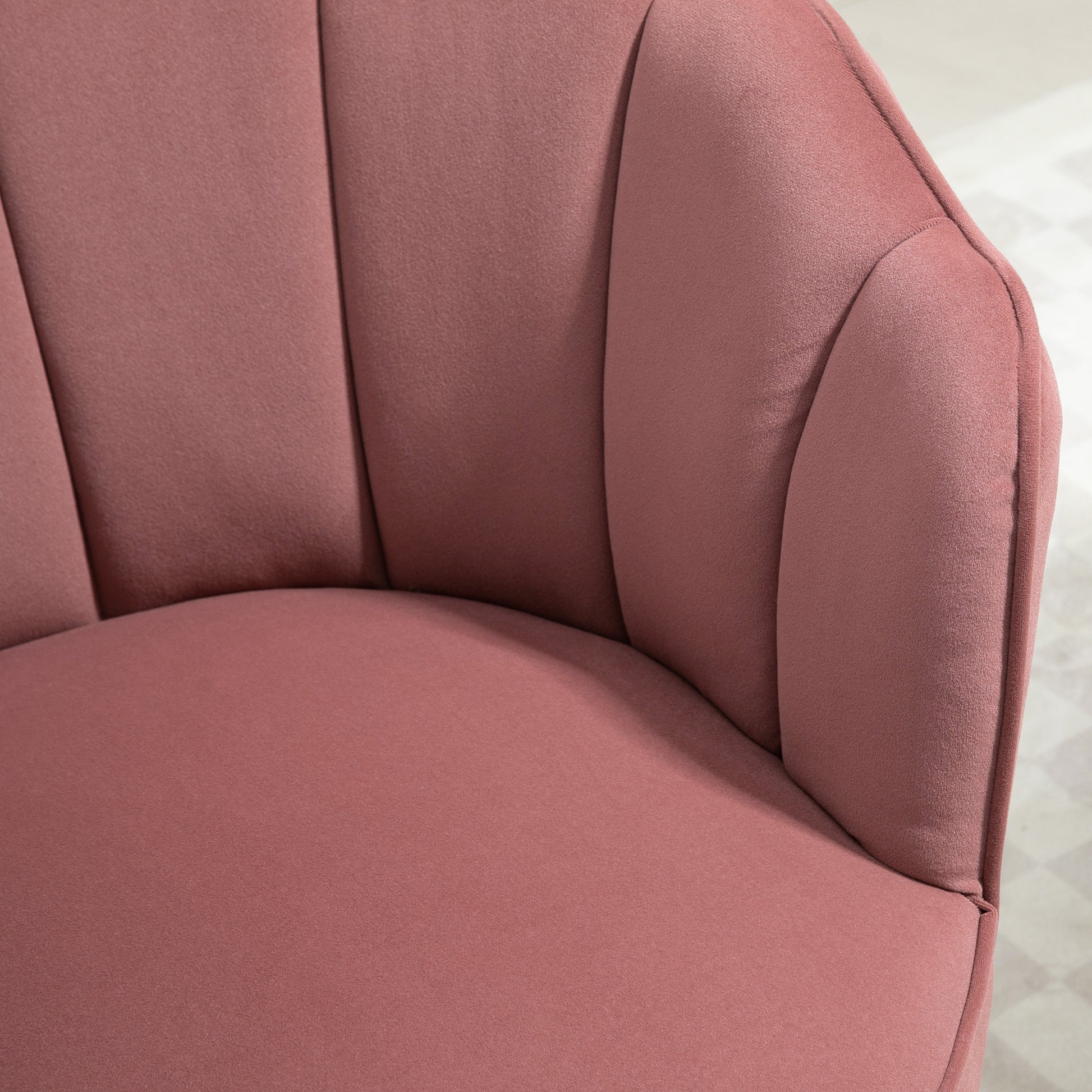 Chair Living Room Lounge Chair in Shell Shape Recliner with Wooden Legs, Upholstered Chair Reading Chair with Velvet Look, Upholstered Chair for Bedroom Pink