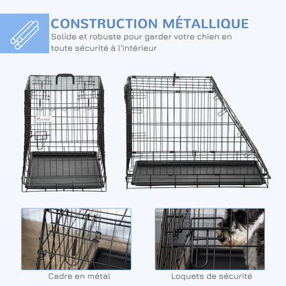 Large Size Dog Transport Cage dim. 77L x 47W x 55H cm metal black
