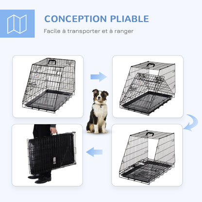 Large Size Dog Transport Cage dim. 77L x 47W x 55H cm metal black