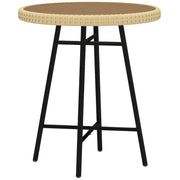 Outdoor Coffee Table with X Frame and Wood Plastic Top, Steel Table for Indoor and Outdoor, 50x50x55 cm, Black and Wood Color