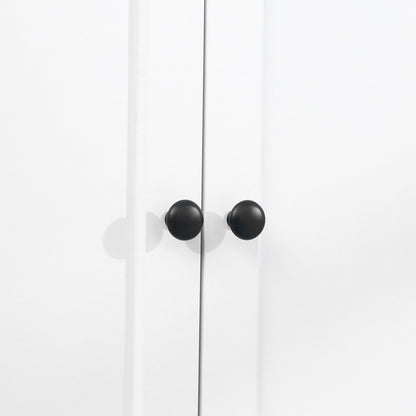 Kitchen Pantry Buffet Sideboard Microwave Storage Cabinet with 4 Doors 1 Drawer and Open Shelf for Living Room 74x39.5x183 cm White