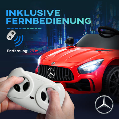 Children's Electric Car 12V Kids Car with 2.4G Remote Control, Children's Vehicle with Horn, MP3, Music, Soft Start, Reverse Function 3-5 km/h Electric Vehicle for 3-6 Years, Red