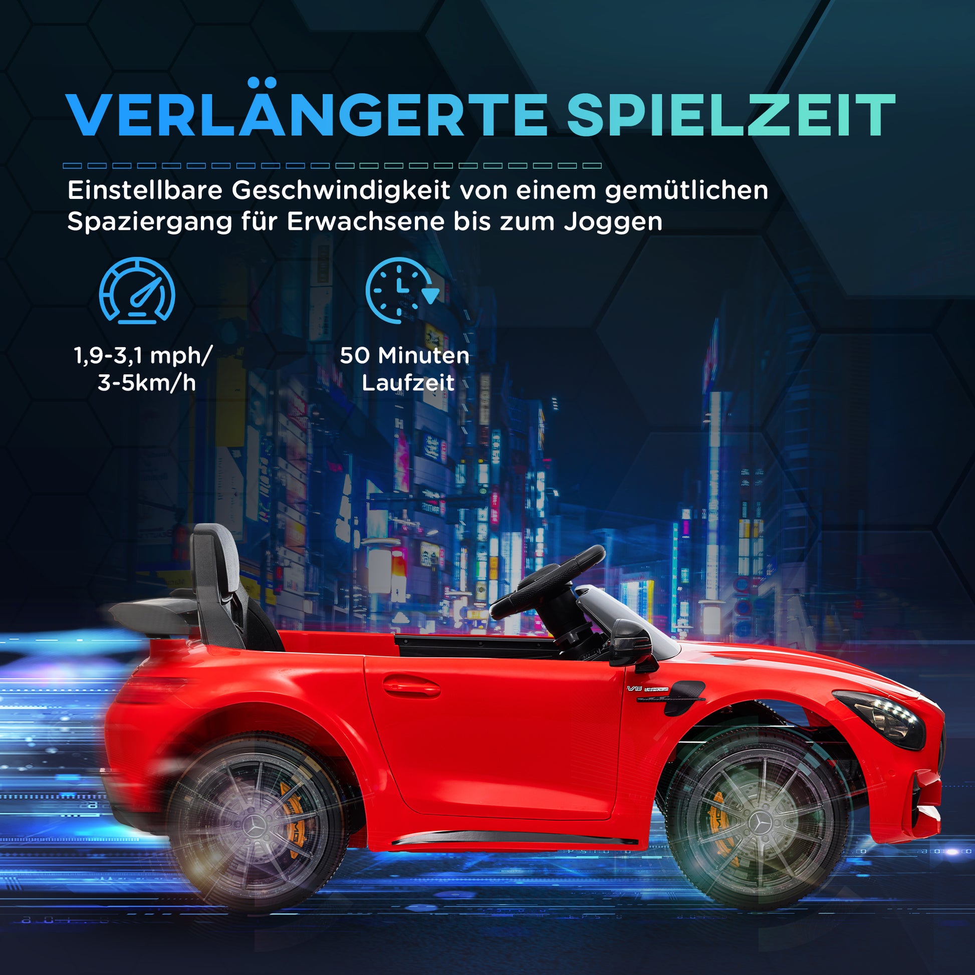 Children's Electric Car 12V Kids Car with 2.4G Remote Control, Children's Vehicle with Horn, MP3, Music, Soft Start, Reverse Function 3-5 km/h Electric Vehicle for 3-6 Years, Red