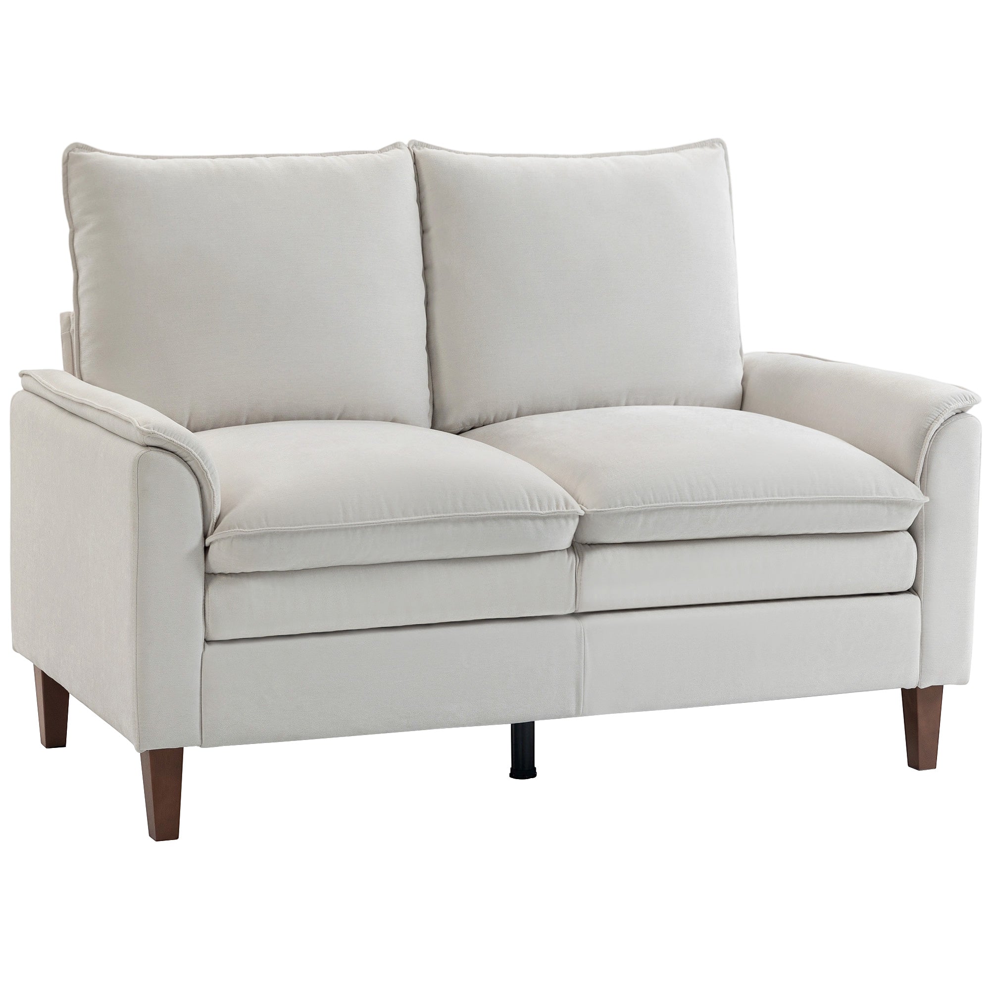57.5 in 2-Seater Loveseat Sofa, Modern Chenille with Dual-Layer Cushioning, Pocket-Spring Seat, Deep Seating, High Back & Rubberwood Legs – Cream White
