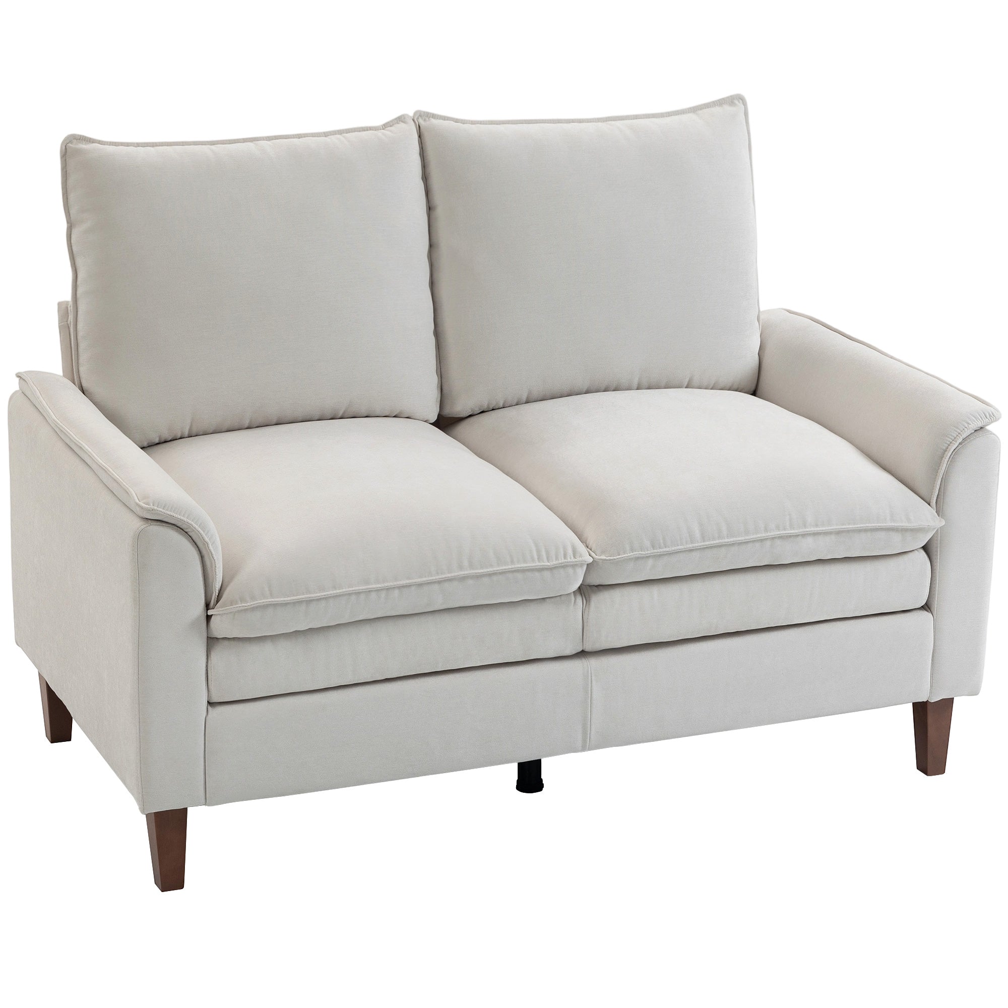 57.5 in 2-Seater Loveseat Sofa, Modern Chenille with Dual-Layer Cushioning, Pocket-Spring Seat, Deep Seating, High Back & Rubberwood Legs – Cream White
