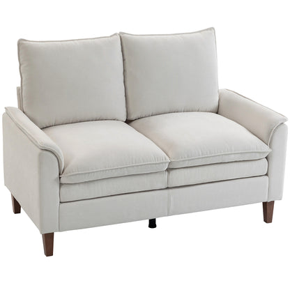 57.5 in 2-Seater Loveseat Sofa, Modern Chenille with Dual-Layer Cushioning, Pocket-Spring Seat, Deep Seating, High Back & Rubberwood Legs – Cream White