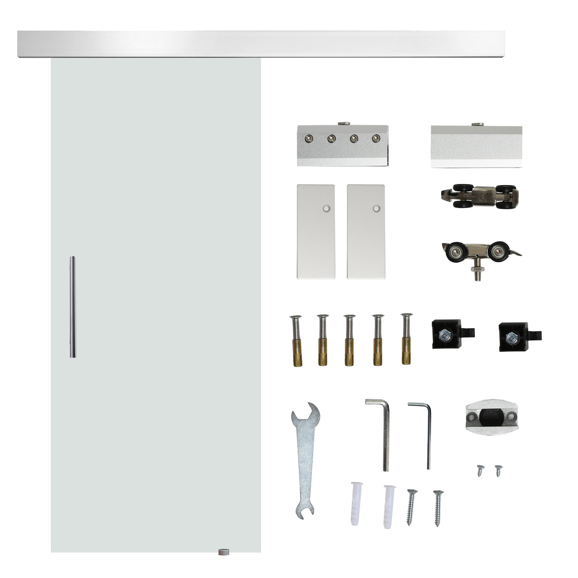Glass Sliding Door Room Door with Handle Bar One Side Frosted 77.5 x 205 cm