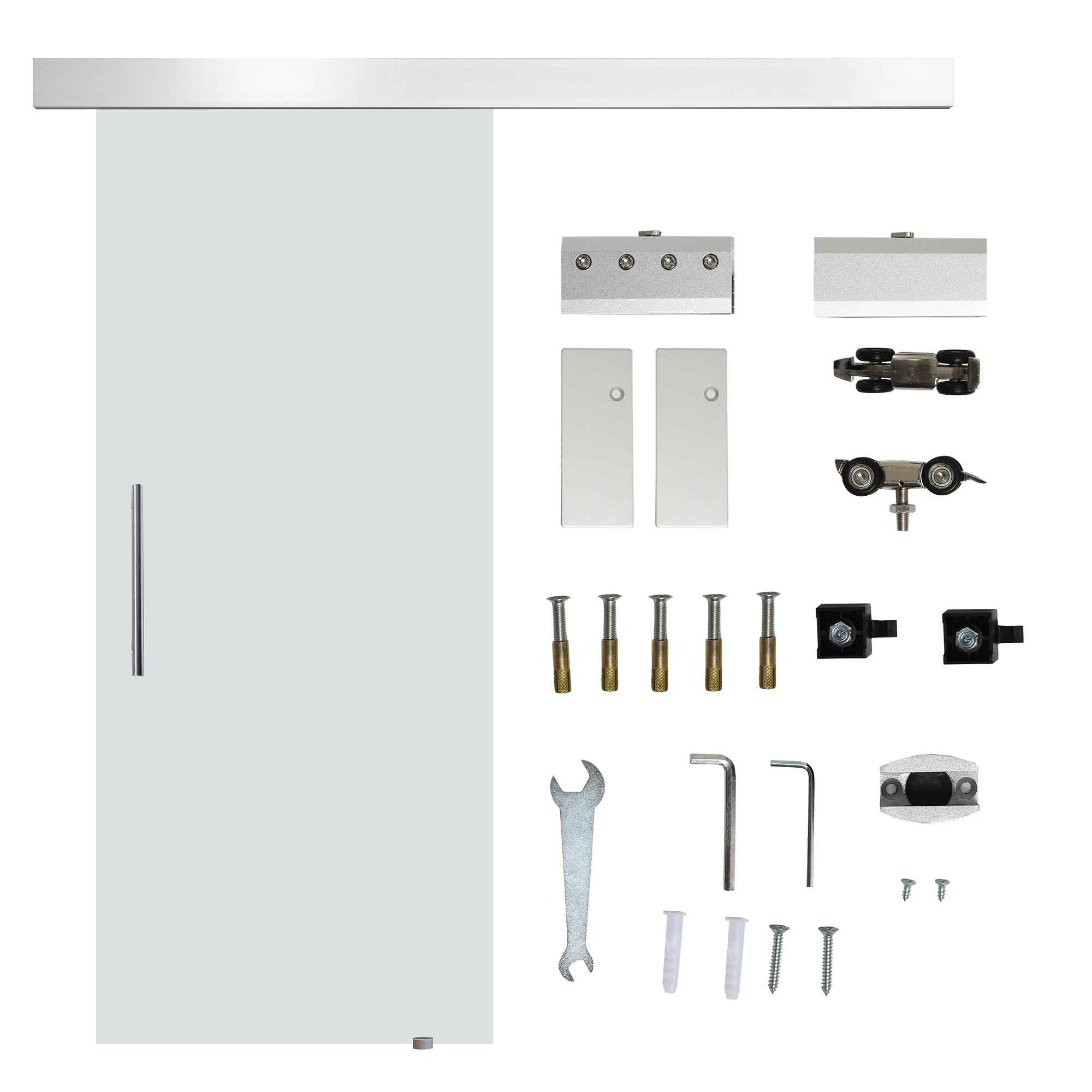 Glass Sliding Door Room Door with Handle Bar One Side Frosted 77.5 x 205 cm
