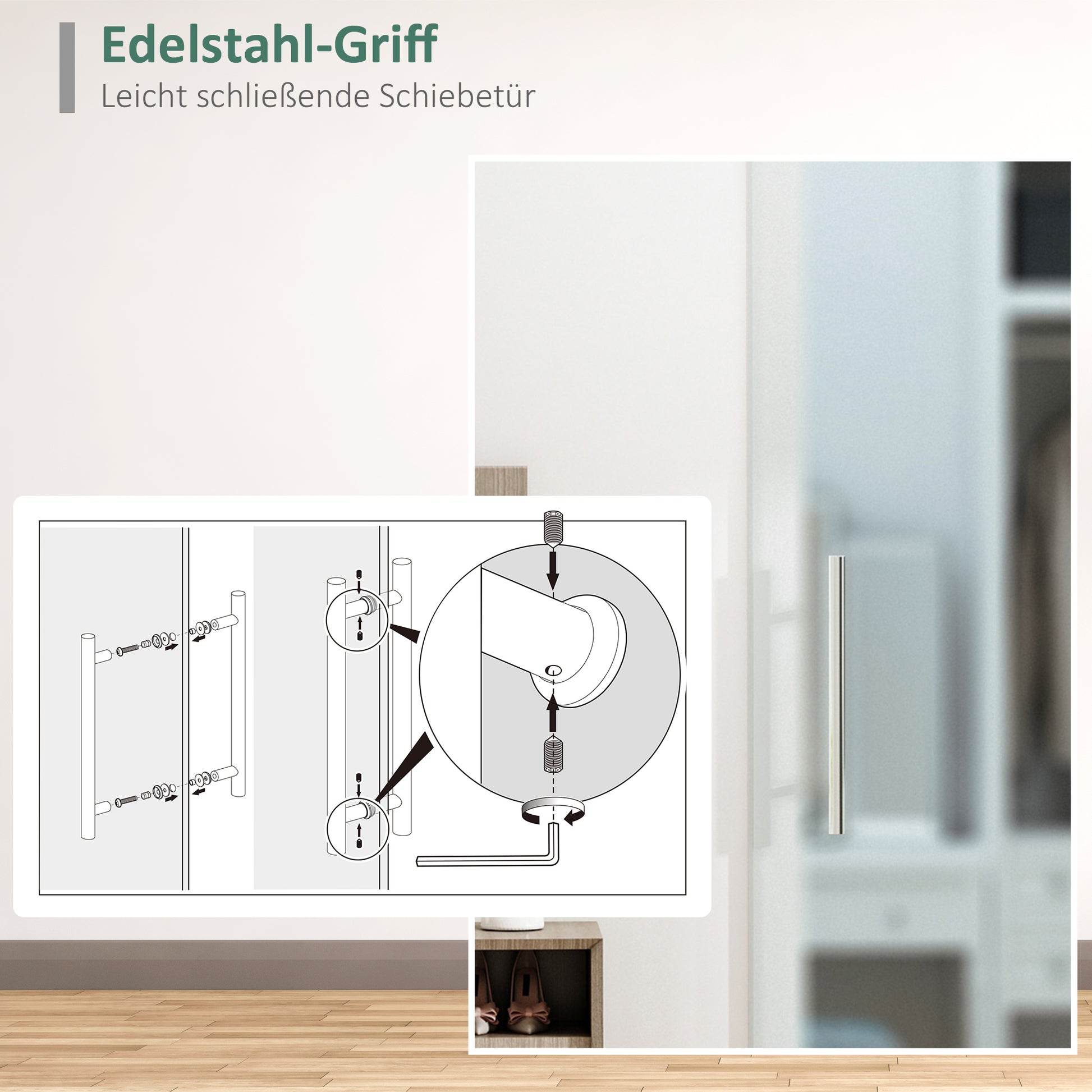 Glass Sliding Door Room Door with Handle Bar One Side Frosted 77.5 x 205 cm