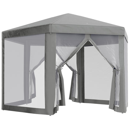 Hexagonal Cozy Style Metal Polyester Gray Barnum Reception Tent Gazebo