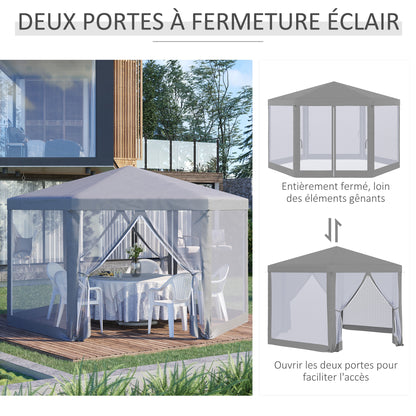 Hexagonal Cozy Style Metal Polyester Gray Barnum Reception Tent Gazebo