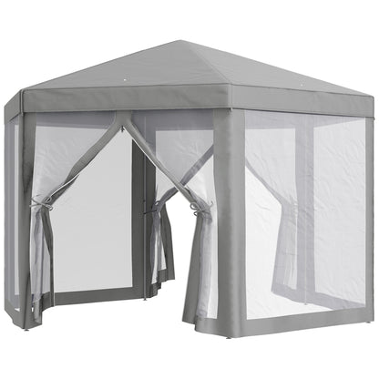 Hexagonal Cozy Style Metal Polyester Gray Barnum Reception Tent Gazebo