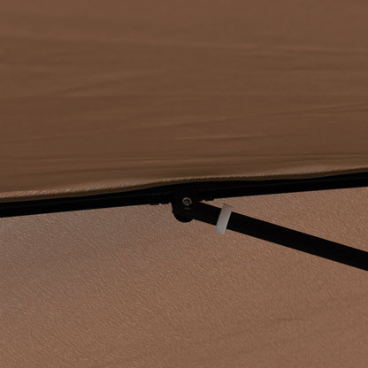 2x2 m Outdoor Umbrella with Adjustable and Portable Square Canopy, Metal and Polyester, Coffee