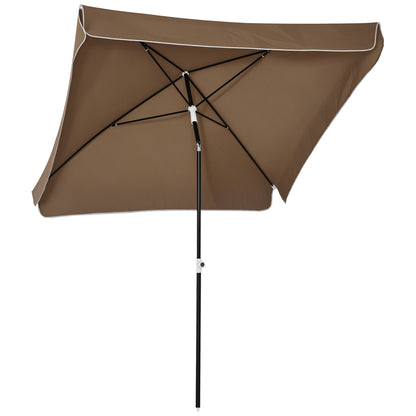 2x2 m Outdoor Umbrella with Adjustable and Portable Square Canopy, Metal and Polyester, Coffee