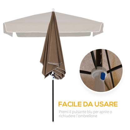 2x2 m Outdoor Umbrella with Adjustable and Portable Square Canopy, Metal and Polyester, Coffee