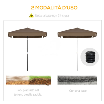 2x2 m Outdoor Umbrella with Adjustable and Portable Square Canopy, Metal and Polyester, Coffee